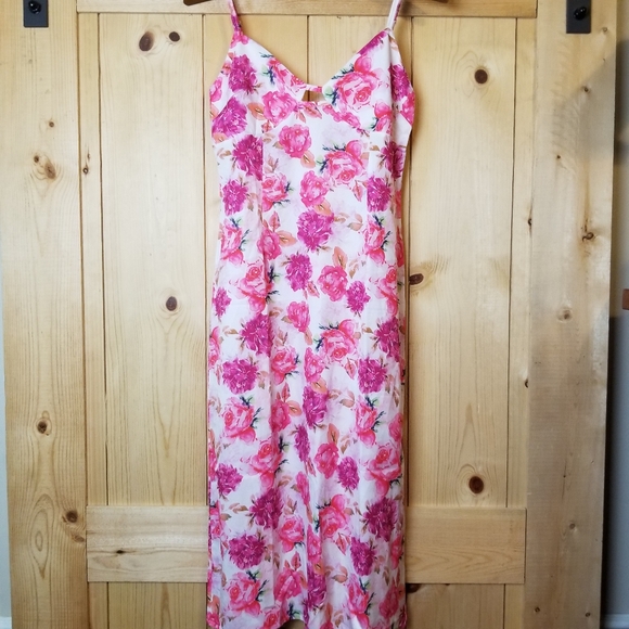 C+D+M Collection Sleeveless Spaghetti Strap Floral Midi Slip Dress NWT - Picture 1 of 15
